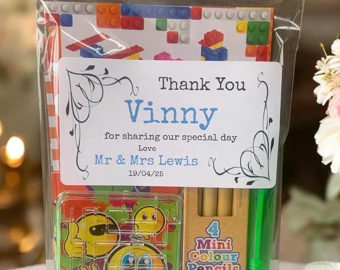 Personalised Childrens Kids Wedding Activity Pack Favour Birthday Party Bag A6 SIZE