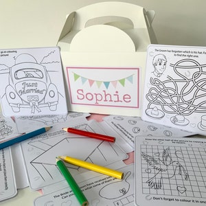 Personalised Children&#39;s Wedding Activity Box - complete with tissue paper and activity pack