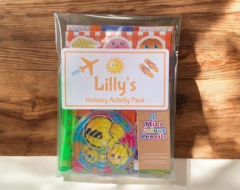 Personalised Children's Holiday Travel Activity Pack with sweets A6 SIZE