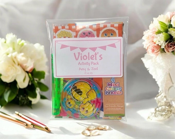 Personalised Childrens Kids Wedding/Christening Activity Pack Birthday Party Bag A6 SIZE
