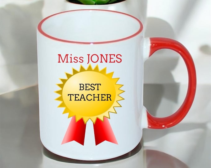 Personalised Best Teacher Mug | Thank You Teacher Gift Mug | End of Term Leaving Present