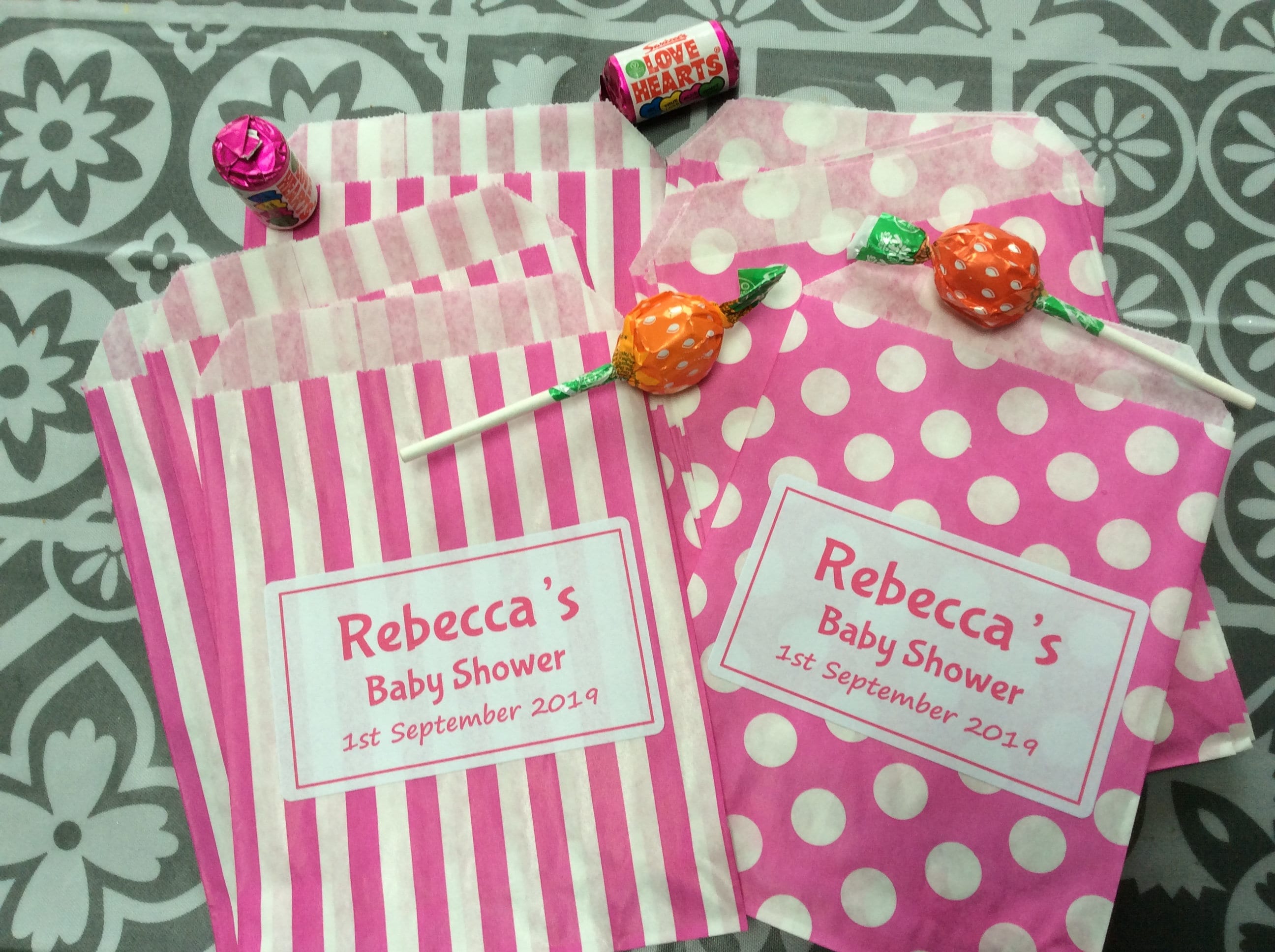 Striped Polka Dot Personalised Wedding Favour Sweet Birthday Candy Cart 