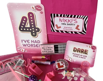 Personalised Filled Hen Party Bag - complete with tissue & 8 items