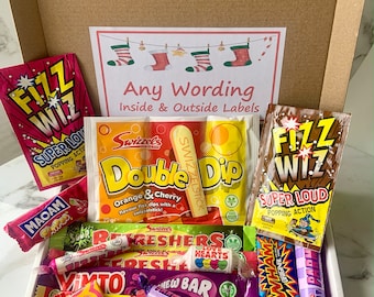 Personalised Christmas Sweet Box - Retro Sweets - LetterBox Friendly - Xmas Selection Box