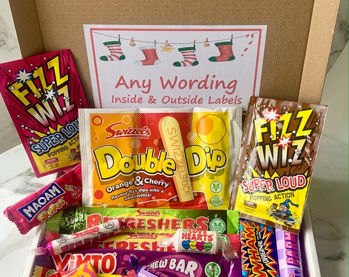 Personalised Christmas Sweet Box - Retro Sweets - LetterBox Friendly - Xmas Selection Box