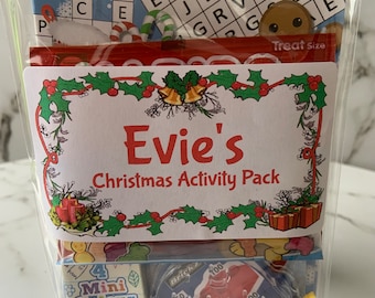 Personalised Pre-Filled Christmas Party Bag - Activity Pack Stocking Filler A6 SIZE