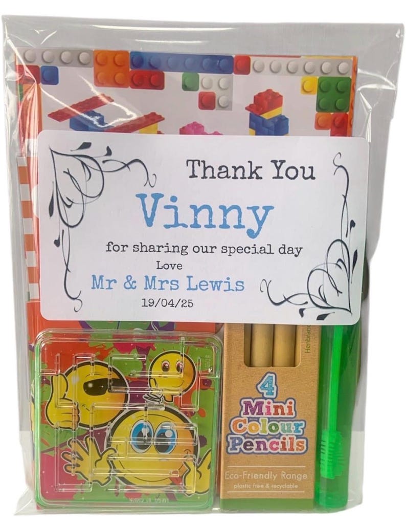 Personalised Childrens Kids Wedding Activity Pack Favour Birthday Party Bag A6 SIZE image 2