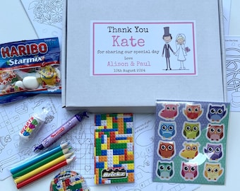 Personalised Children's Wedding Activity Box - with activity pack, sweets & tissue paper