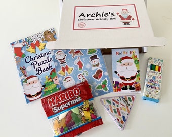Personalised Children's Christmas Box with Christmas Activity Pack/Sweets