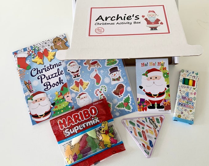 Personalised Children's Christmas Box with Christmas Activity Pack/Sweets