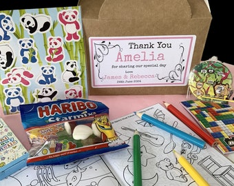 Personalised Single Children's Wedding Activity Kraft Brown Box - complete with activity pack, sweets & tissue paper