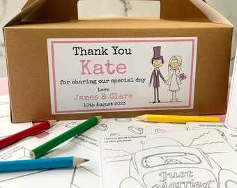 Personalised Children's Wedding Activity Kraft Brown Box - complete with activity pack & tissue paper
