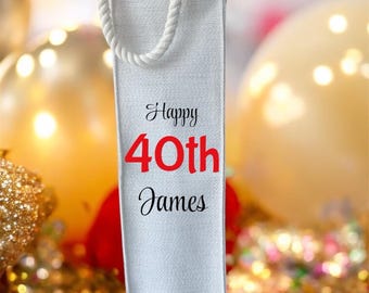 Personalised Bottle Bag | Wine Gift Bag | Special Birthday | Linen Bag | Happy Birthday 18th 21st 30th 40th 50th ANY AGE