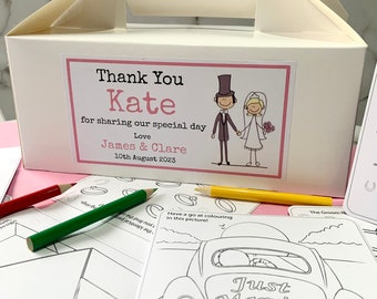 Personalised Single Children's Wedding Activity White Box - complete with activity pack & tissue paper