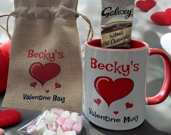 Personalised Hot Chocolate Valentine's Day Mug | Hot Chocolate Kit Bag | Valentines Day Gift