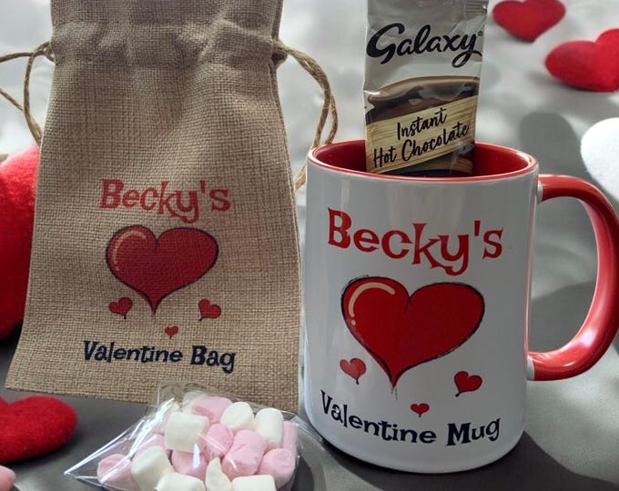 Personalised Hot Chocolate Valentine's Day Mug | Hot Chocolate Kit Bag | Valentines Day Gift