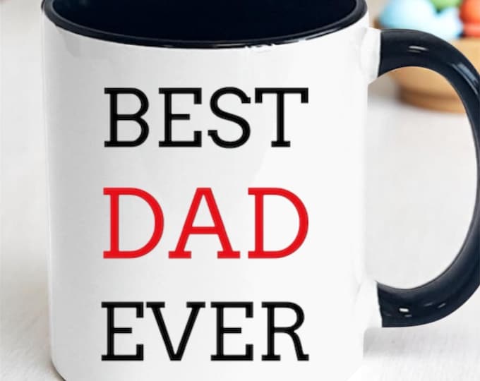 Father’s Day Gift Mug | Best Dad Black Handle Inner Mug | Fathers Day Coffee Cup | Birthday Mug for Dad