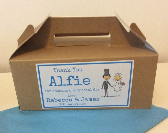 Personalised Single Children's Wedding Activity Kraft Brown Box - complete with tissue paper