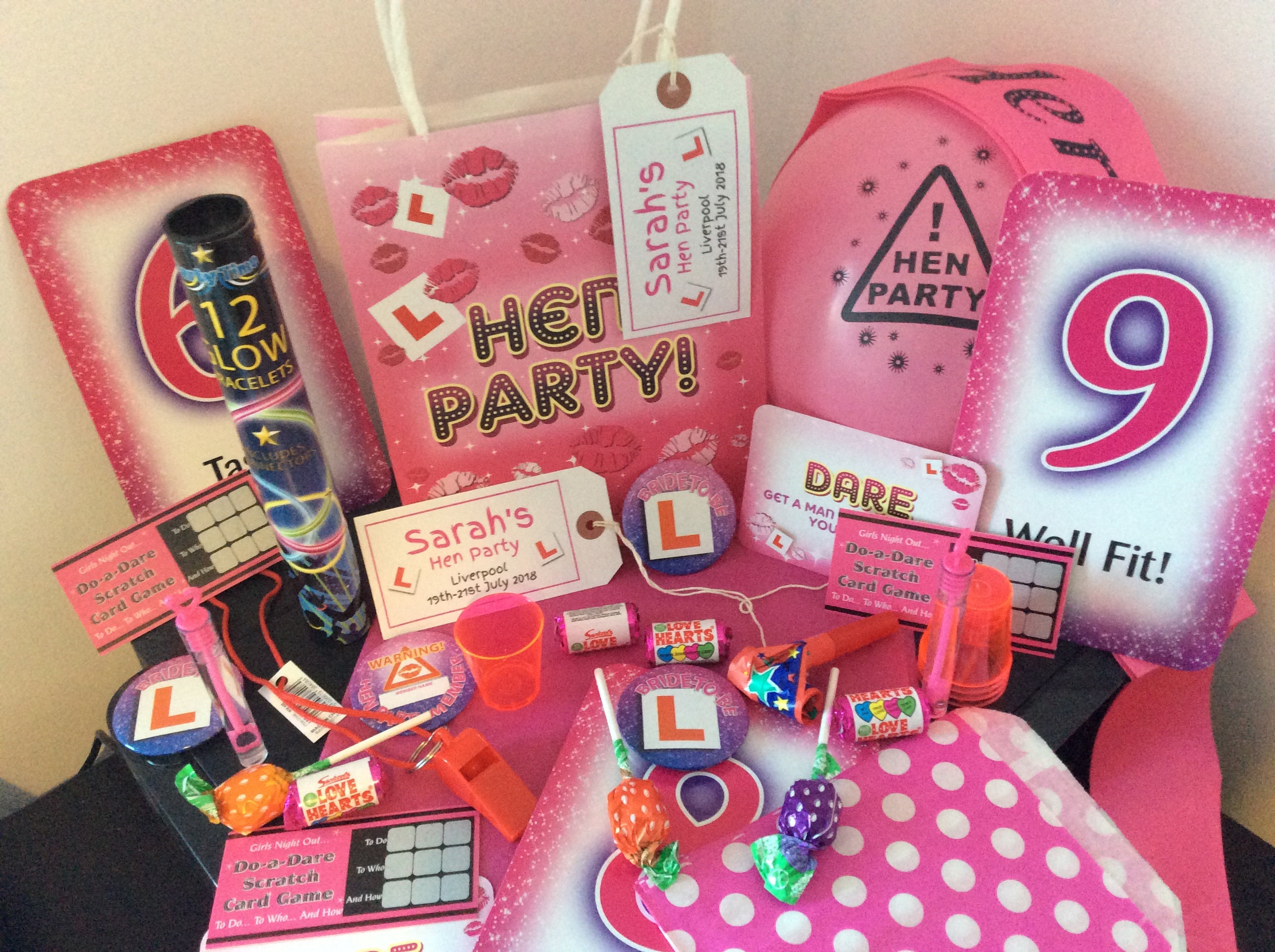 Personalised Filled Hen Party Night Bag With Choice Of Novelty Fillers