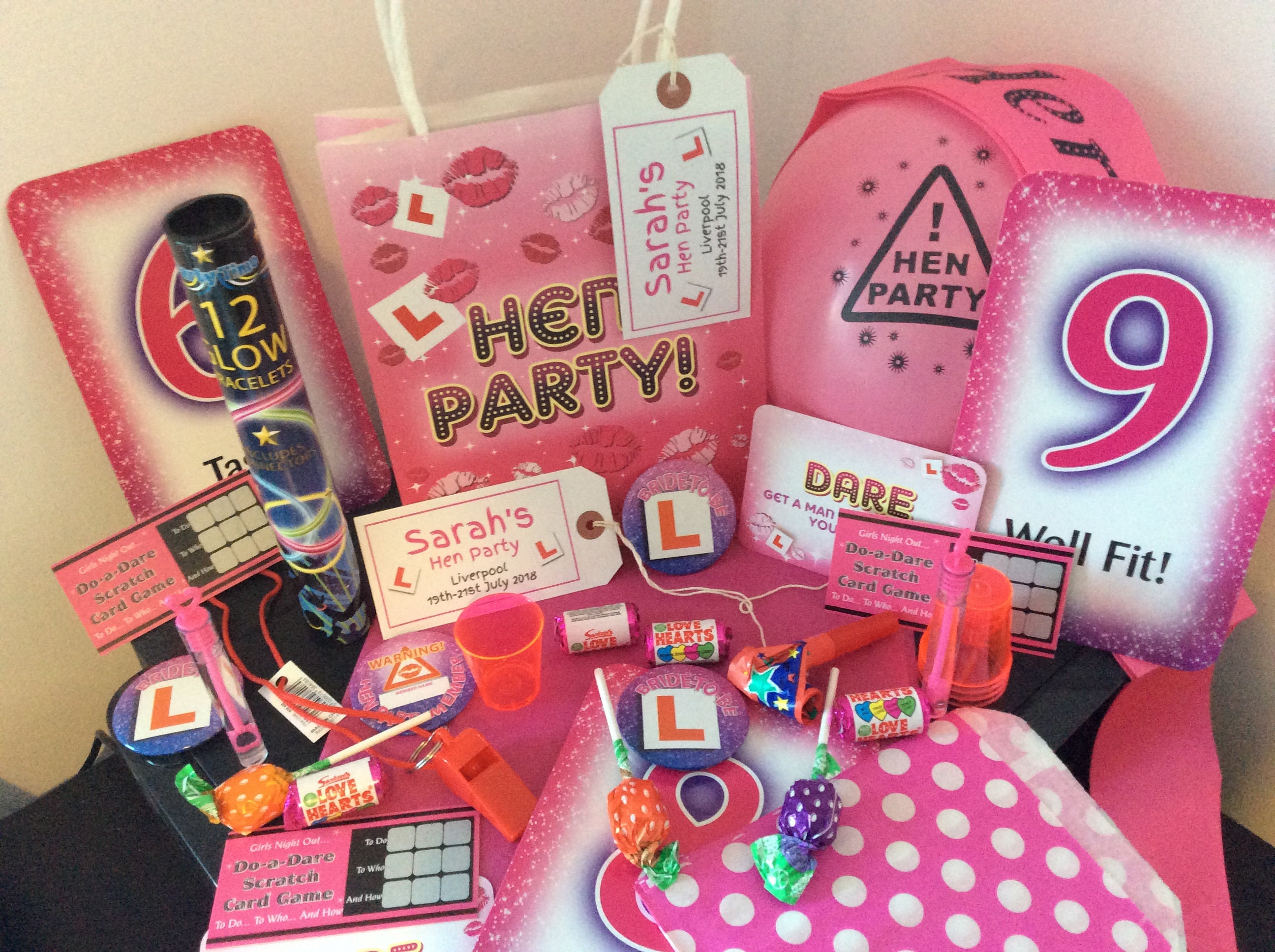 Personalised Filled Hen Party Night Bag with choice of novelty fillers