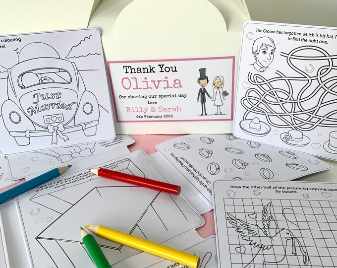 Personalised Children's Wedding Activity Box - with tissue paper and activity pack