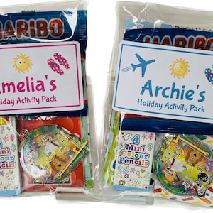 Personalised Children's Holiday Travel Activity Pack with sweets