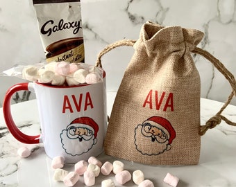 Personalised Christmas Mug | Hot Chocolate Kit Bag | Christmas Eve Box Filler | Secret Santa Gift | Hot Chocolate Mug | Stocking Filler |