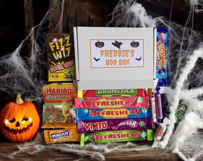 Personalised Halloween Boo Box of Sweets | Trick or Treat Sweet Hamper | A6 Size | Letterbox Friendly