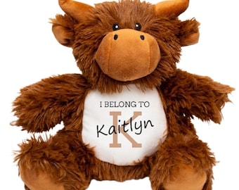 Personalised Soft Toy Teddy | Cow Monkey Unicorn Tiger Giraffe Elephant Pig Fox