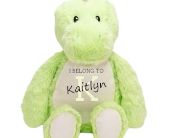 Personalised Dinosaur Teddy | Green Dinosaur Soft Toy | Keepsake Dino Gift