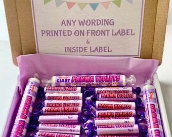 Personalised PARMA VIOLETS Sweet Box - letterbox friendly