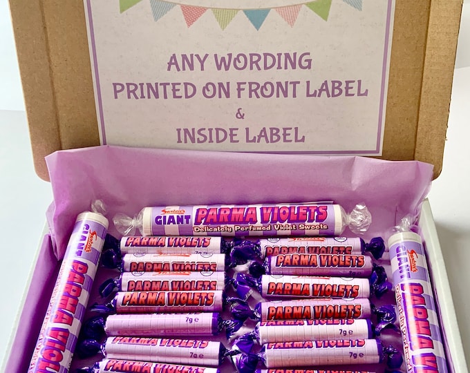 Personalised PARMA VIOLETS Sweet Box - letterbox friendly