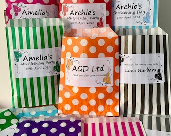 Personalised Sweet Bags Candy Striped Polka Dot Wedding Favour Birthday Eid Mehndi Christening