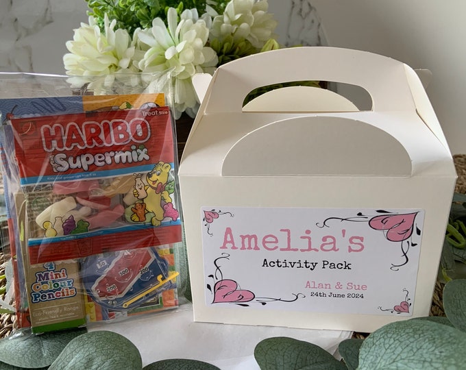 Personalised Children's Activity Box - with activity pack, sweets & tissue paper