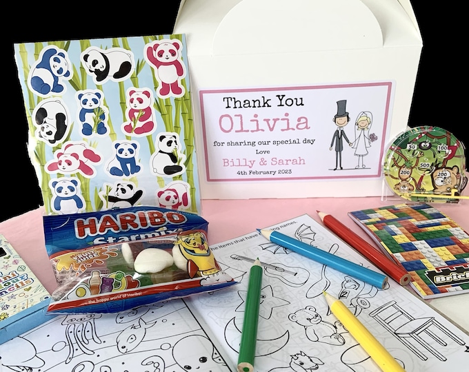 Personalised Children's Wedding Activity Box - complete with activity pack, sweets & tissue paper