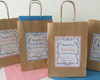 Personalised Wedding Christening Kraft Brown Gift Bag