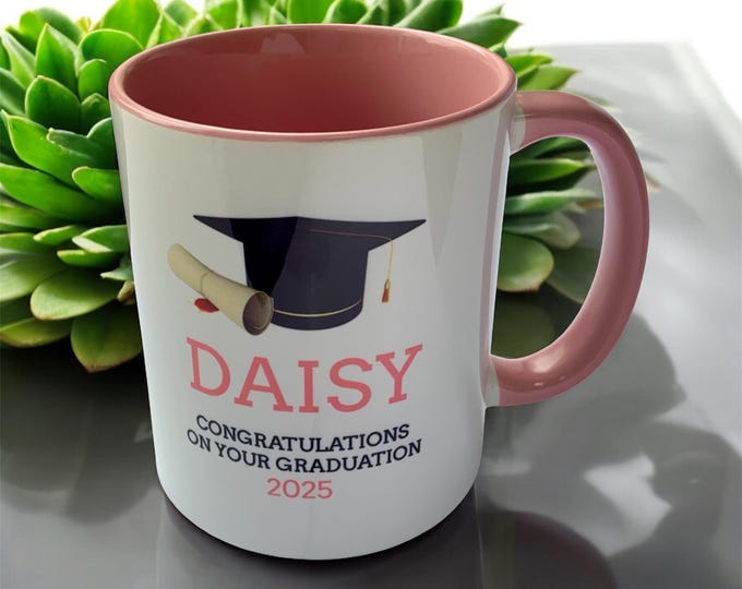 Personalised Graduation Mug | Congratulations Mug | Graduation Gift | Choice of six colours