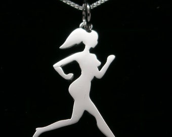 Sterling Silver Runner Girl Silhouette Necklace