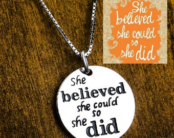 All Sterling Silver She Believed She Could So She Did Running Charm and Necklace