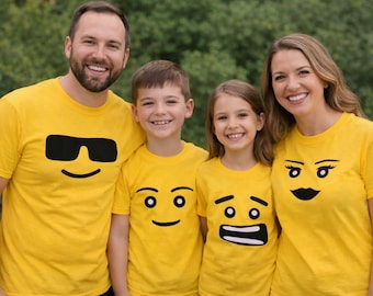 Anpassade Legoland-familjetröjor, matchande Lego-inspirerade semestertröjor