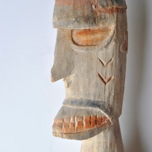 Amat Tribal Artifact Sculpture of a Tall Female Figure Standing with Joined Feet from Papua New Guinea -L142
