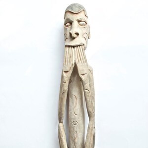 Asmat Male Figure in Squatting Position Hands Inside Mouth a Tribal Artifact from Papua New Guinea–Lot 02