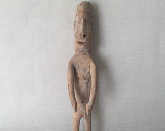 Asmat Female Figure standing with arms and legs slightly apart New Guinea Artifact-F2