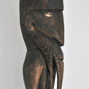 Reptile-Like Figure with Cowrie Eyes Mouth and Tail of a Reptile a Tribal Artifact from Papua New Guinea –Lot 101