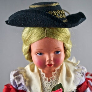 Austria Vintage Plastic Doll Dressed in Traditional Costume Movable Arms & Legs –Lot D63