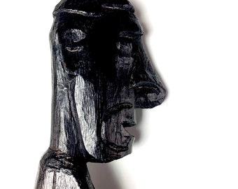 Asmat Male Ancestor Figure Standing on A Pointed Canoe with Both Hands on His Phallus Tribal Artifact from Papua New Guinea – Lot P1