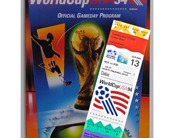 Rare Original Dallas FIFA WorldCup USA 94 Program Final Rosters and Game 13 Unused Ticket