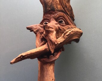 Vintage Wizard Face with Branch on Mouth Carved from Single Piece of Wood – Lot 146