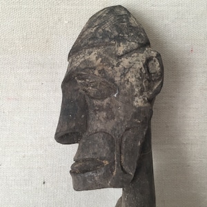 Artifact of Asmat Male Standing Arms and Legs Slightly Apart Tribal Carving Sculpture of Papua New Guinea –Lot F13