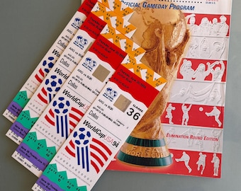 Dallas Venue Game 36– 4 Unused Tickets and FIFA WorldCupUSA94 Official Gameday Elimination Round Program